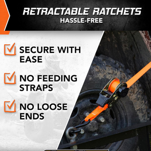 Heavy Duty Retractable Ratchet Straps - Pack of 2 (2.5 cm x 3 m)