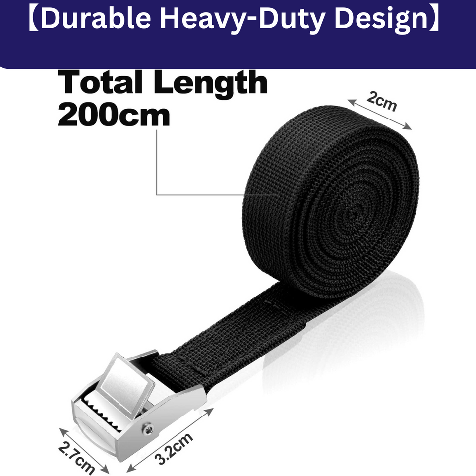 4 Pack Heavy Duty Tensioning Belts, 2M Adjustable Cargo Straps Ratchet Straps for Motorcycle, Cargo, Trucks, Trailer, Luggage, 250kg Loading Capacity, Quick Release (Black)