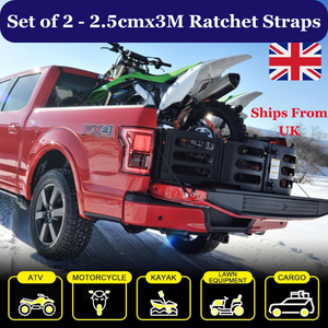 Heavy Duty Auto Retractable Ratchet Straps, 1" x 10', 680 KG Break Strength, 1500 lbs Working Load - Automatic Telescopic Strap Tensioner