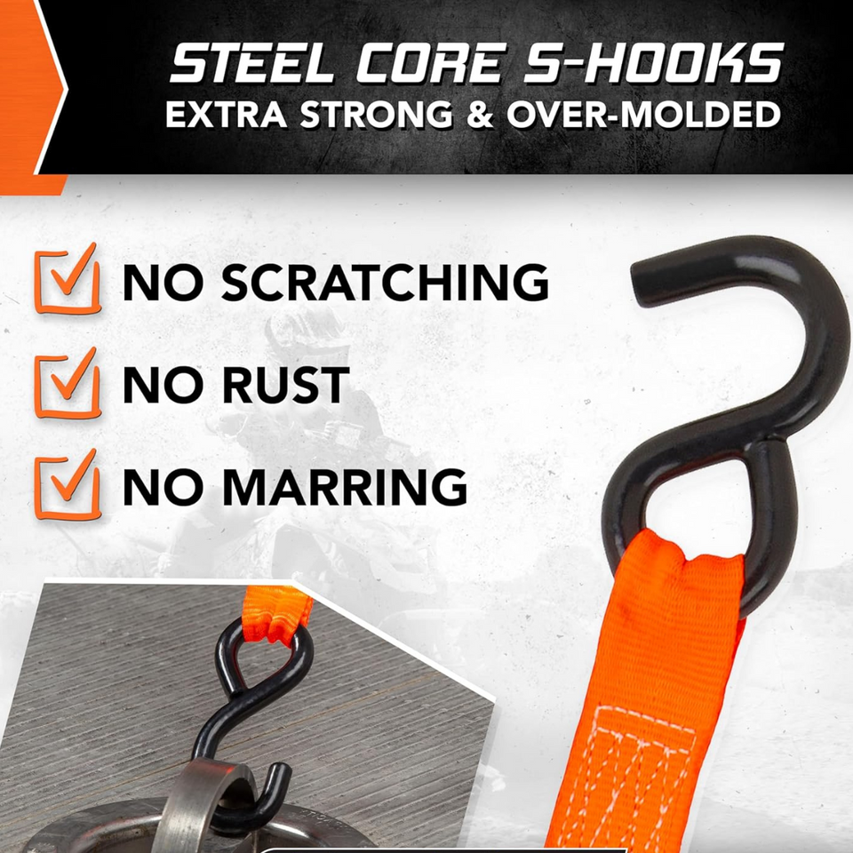 Heavy Duty Retractable Ratchet Straps - Pack of 2 (2.5 cm x 3 m)