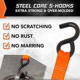 Heavy Duty Retractable Ratchet Straps - Pack of 2 (2.5 cm x 3 m)