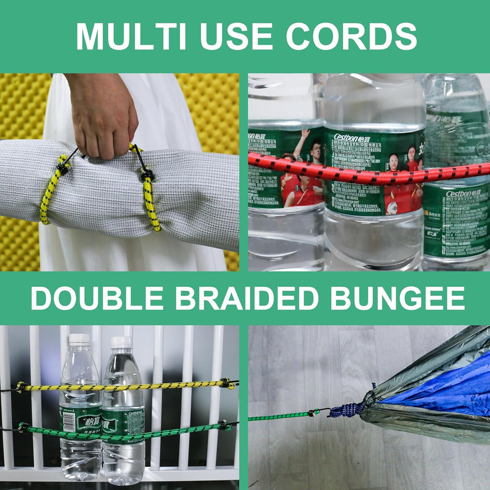 Heavy Duty Bungee Cords 12 Pack Shock Cord Ties Tent/Tarp Fixings Heavy Duty Outdoor Bungie Straps to Packing for Camping, Tent, Storing Packages, Fastening
