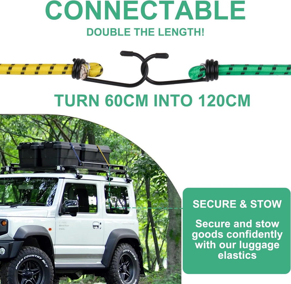 Heavy Duty Bungee Cords 12 Pack Shock Cord Ties Tent/Tarp Fixings Heavy Duty Outdoor Bungie Straps to Packing for Camping, Tent, Storing Packages, Fastening