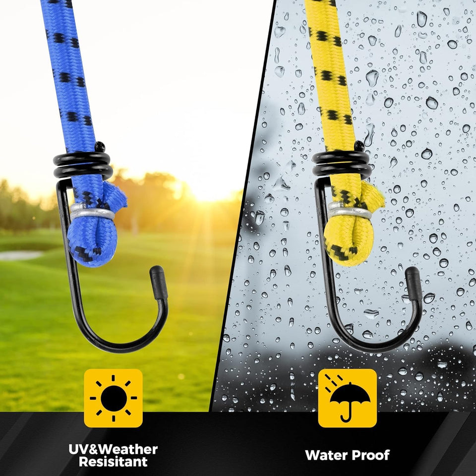 Heavy Duty Bungee Cords 12 Pack Shock Cord Ties Tent/Tarp Fixings Heavy Duty Outdoor Bungie Straps to Packing for Camping, Tent, Storing Packages, Fastening